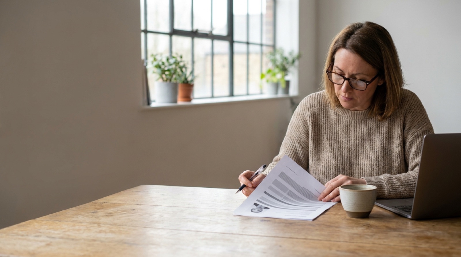 Een zelfstandige leest haar eigen cv na